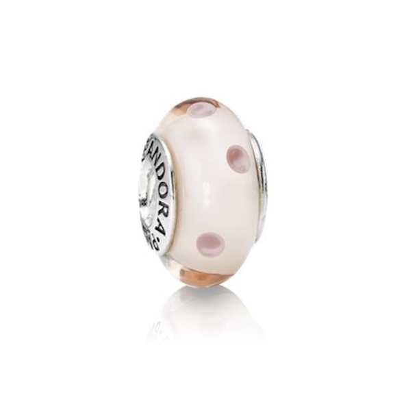 Pandora CA Retired Murano Glass Pink Polka Dots Charm