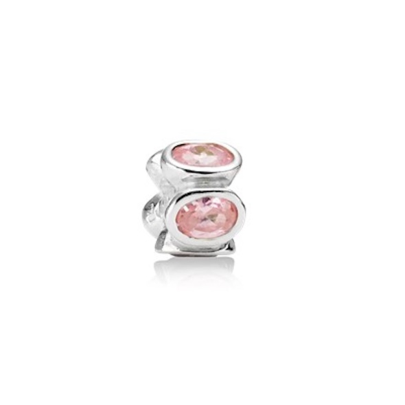 Pandora CA Retired Sterling Silver with Pink Zirconia Oval Lights Bead