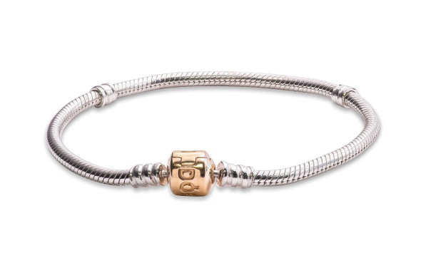 Pandora CA Silver Charm Bracelet With 14K Gold Clasp