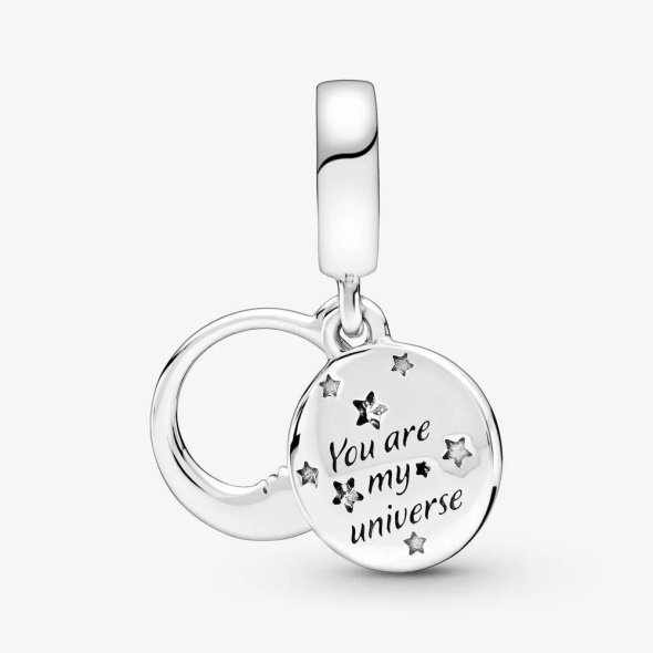 Pandora CA Sleeping Moon and Stars Dangle Charm