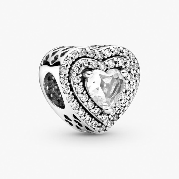 Pandora CA Sparkling Leveled Hearts Charm