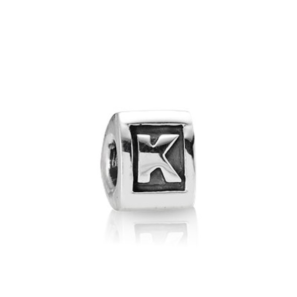Pandora CA Sterling Silver Alphabet K Barrel Bead Charm Retired