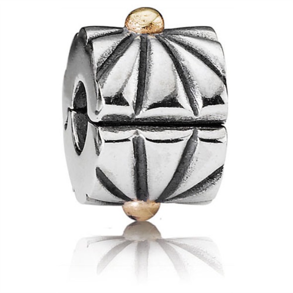 Pandora CA Sunburst Clip in 925 Sterling Silver With 14K Gold Accent