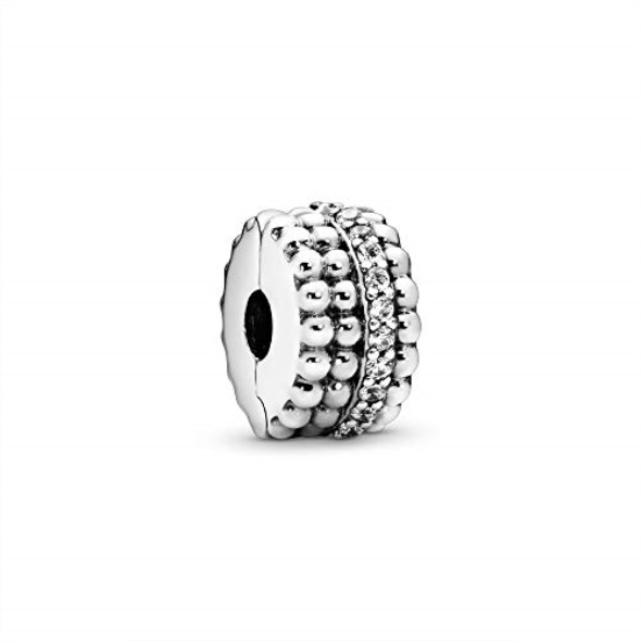 Pandora CA Jewelry Beaded Clip Cubic Zirconia Charm in Sterling Silver