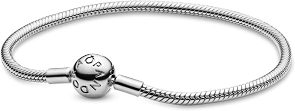 Pandora CA Jewelry Smooth Moments Snake Chain Charm Sterling Silver Bracelet