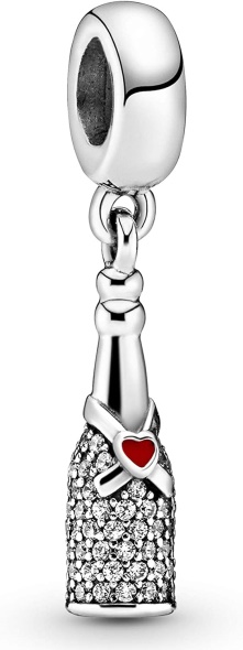 Pandora CA Jewelry Sparkling Wine Bottle Dangle Cubic Zirconia Charm in Sterling Silver