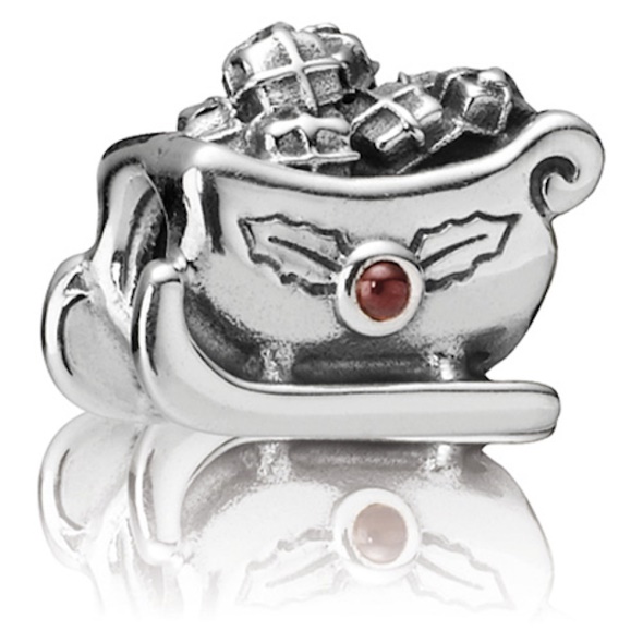 Pandora CA Santa Sleigh Charm Retired Sterling Silver Santa Christmas Sleigh Bead