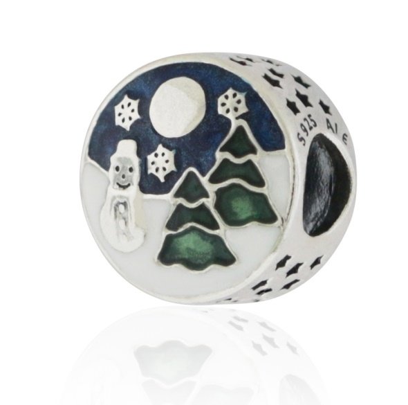 Pandora CA Silver Enamel Snowy Wonderland Bead