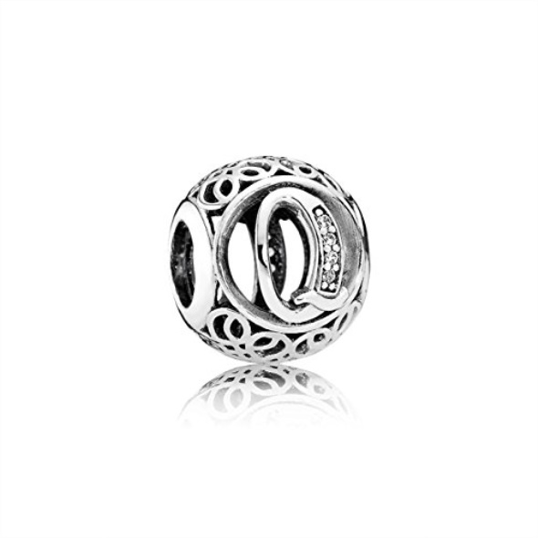 Pandora CA Sterling Silver with Cubic Zirconia Letter Q Alphabet Charm
