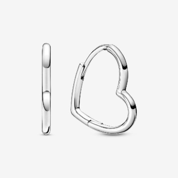 Asymmetrical Pandora CA Heart Hoop Earrings