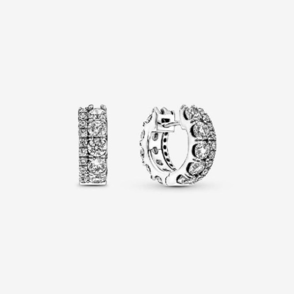 Double Band Pave Hoop Earrings Pandora CA