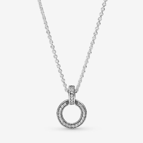 Double Circle CZ Pendant Necklace Pandora CA