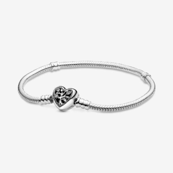 Moments Family Brand Pandora CA Tree Heart Clasp Snake Chain Bracelet