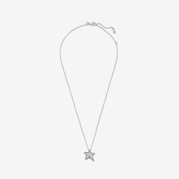 Pave Asymmetric Star Collier Necklace Pandora CA