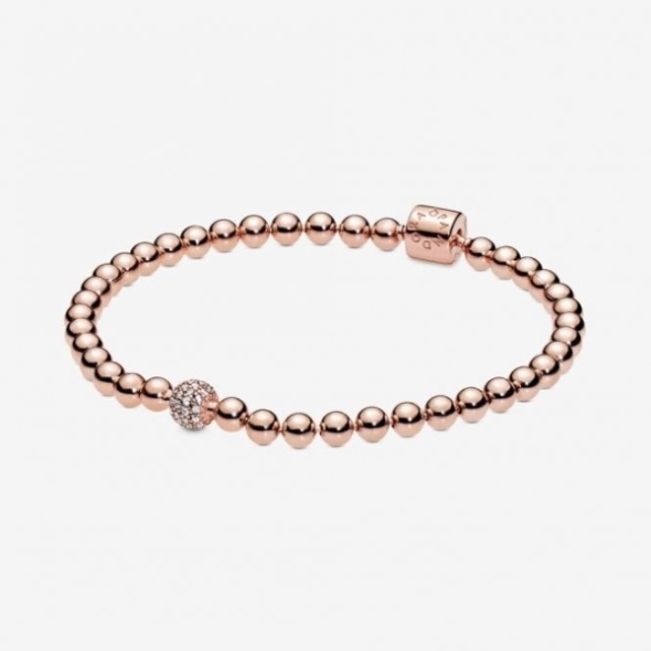 Rose Beads & Pave Pandora CA Bracelet