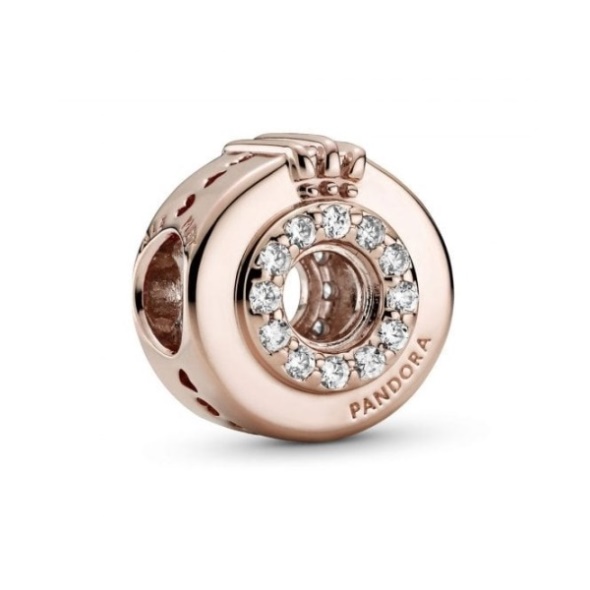 Rose Signature Open Centre Pave Crown O Charms Pandora CA