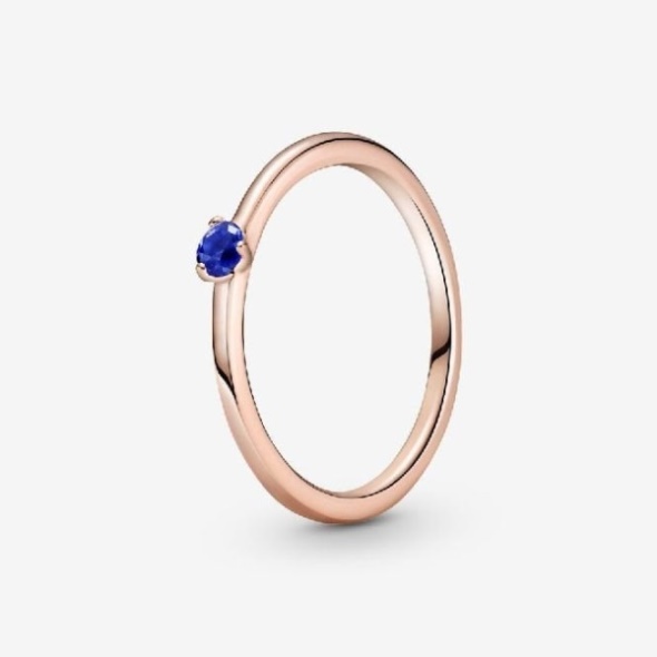 Rose Stellar Blue Solitaire Pandora CA Ring