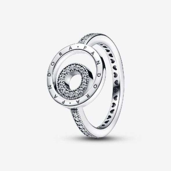 Signature Logo Circles Pave Pandora CA Ring