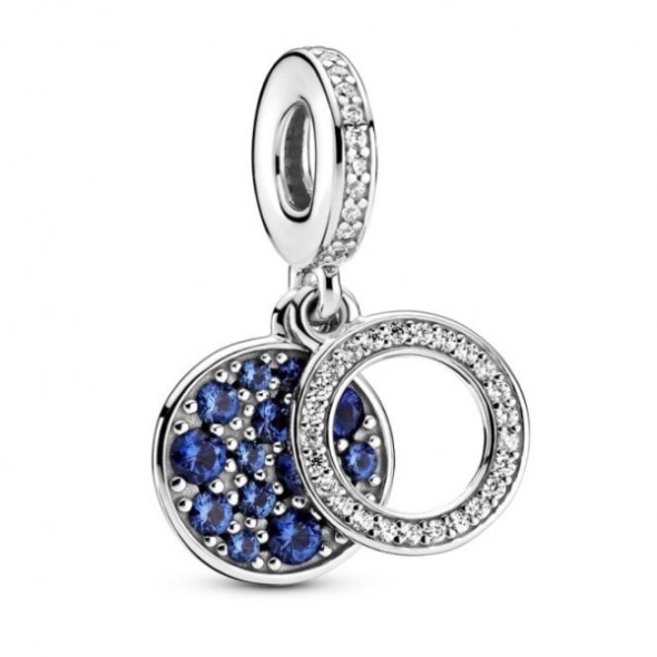 Sparkling Blue Disc Double Dangle Charms Pandora CA