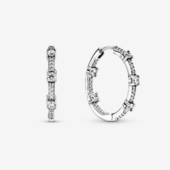 Sparkling Pave Bars Hoop Earrings Pandora CA