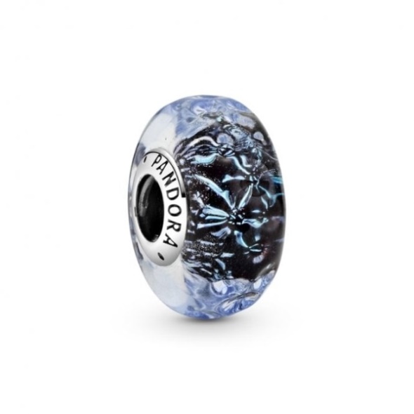 Wavy Dark Blue Murano Glass Ocean Charms Pandora CA